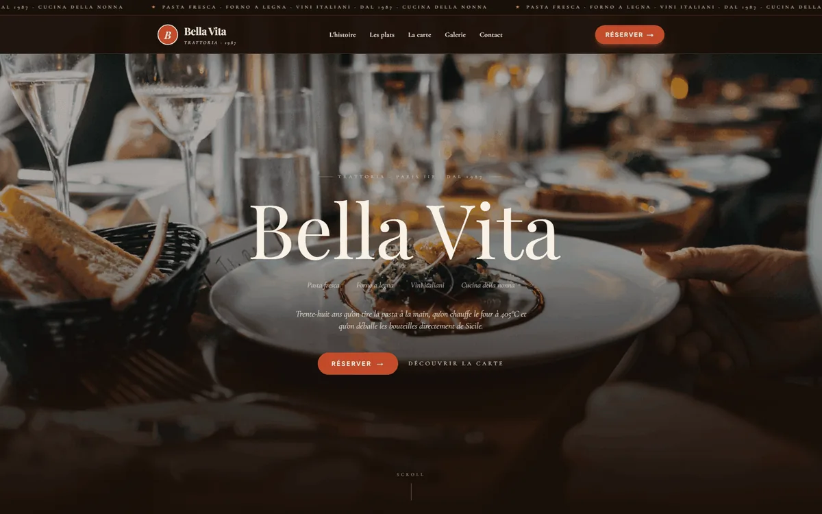 Trattoria Bella Vita — italian restaurant demo site