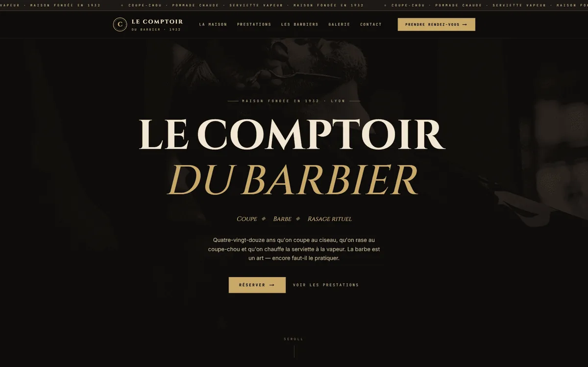 Le Comptoir du Barbier — barber shop demo site