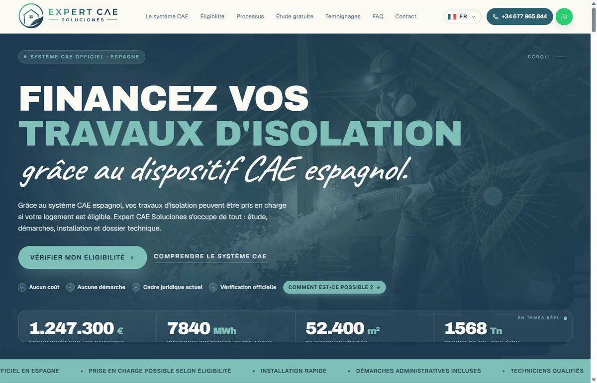 Expert CAE Soluciones — trilingual one-page site