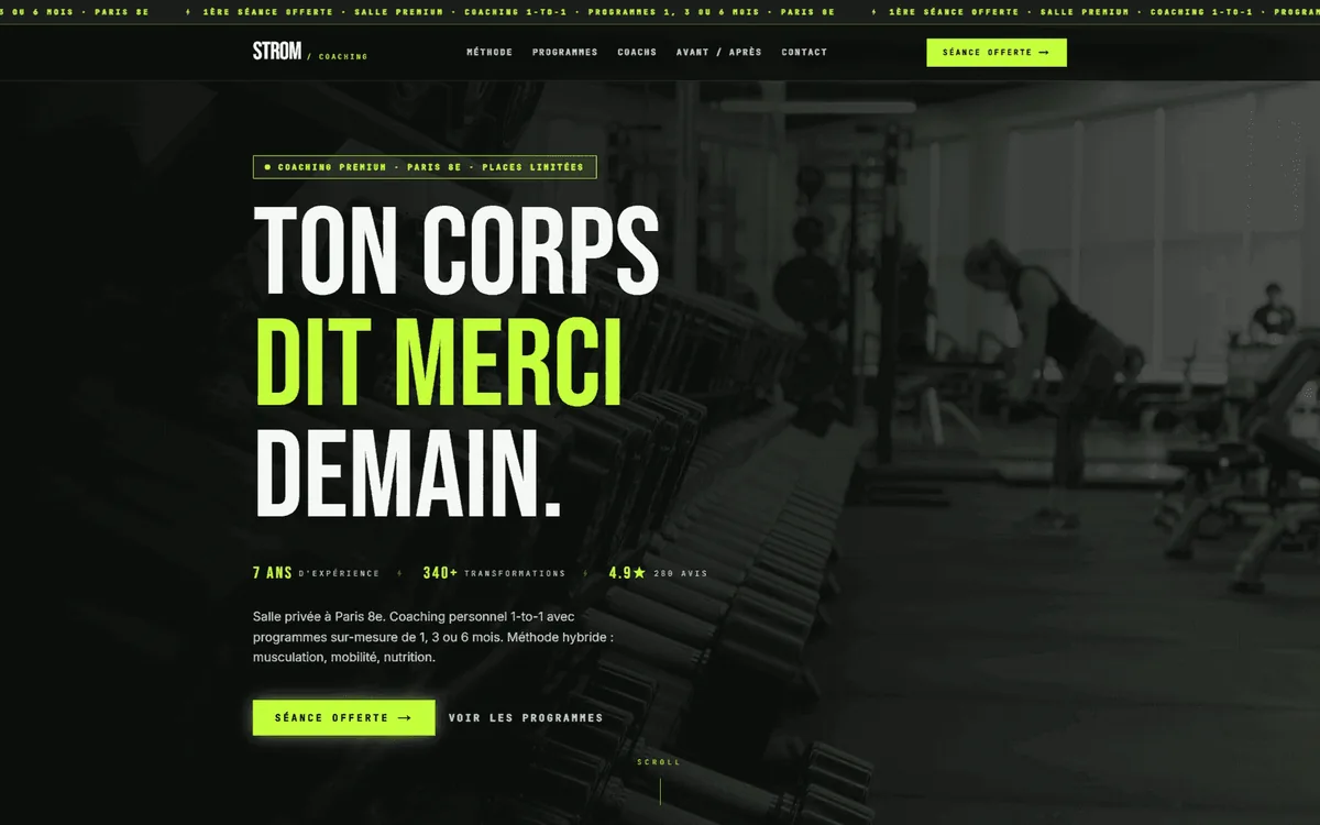 STROM Coaching — personal trainer and gym demo site